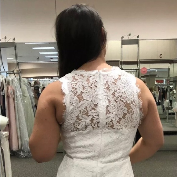 Wedding Corded Lace Trumpet With Illusion Sides - Picture 3 of 4